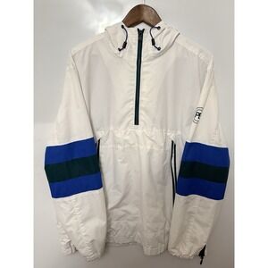 Perry Ellis Men's XXL White Pullover 1/4 Zip Windbreaker Jacket Pocket